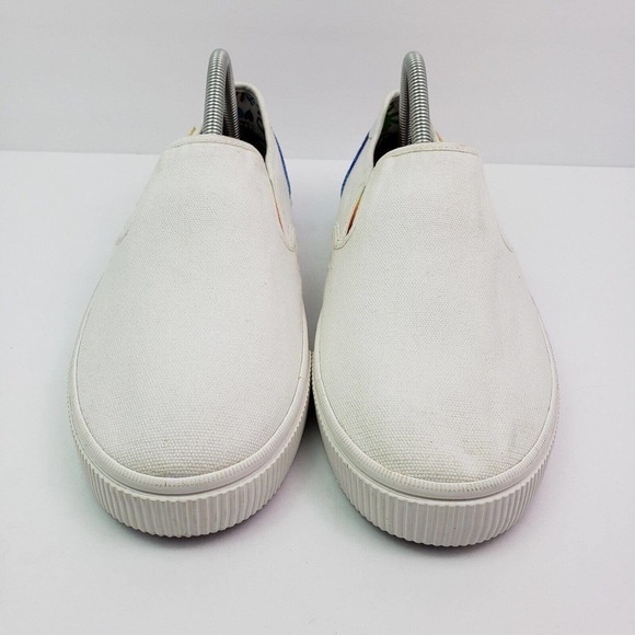 Toms Baja Unity Pride Mens Size 9 White Canvas Rainbow Slip On Loafer Shoes main image 6